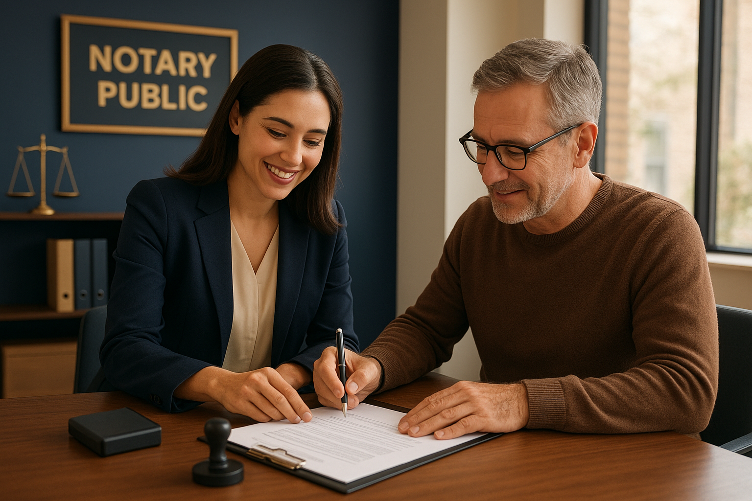 Notary public office in Brampton assisting client with lost document declaration paperwork