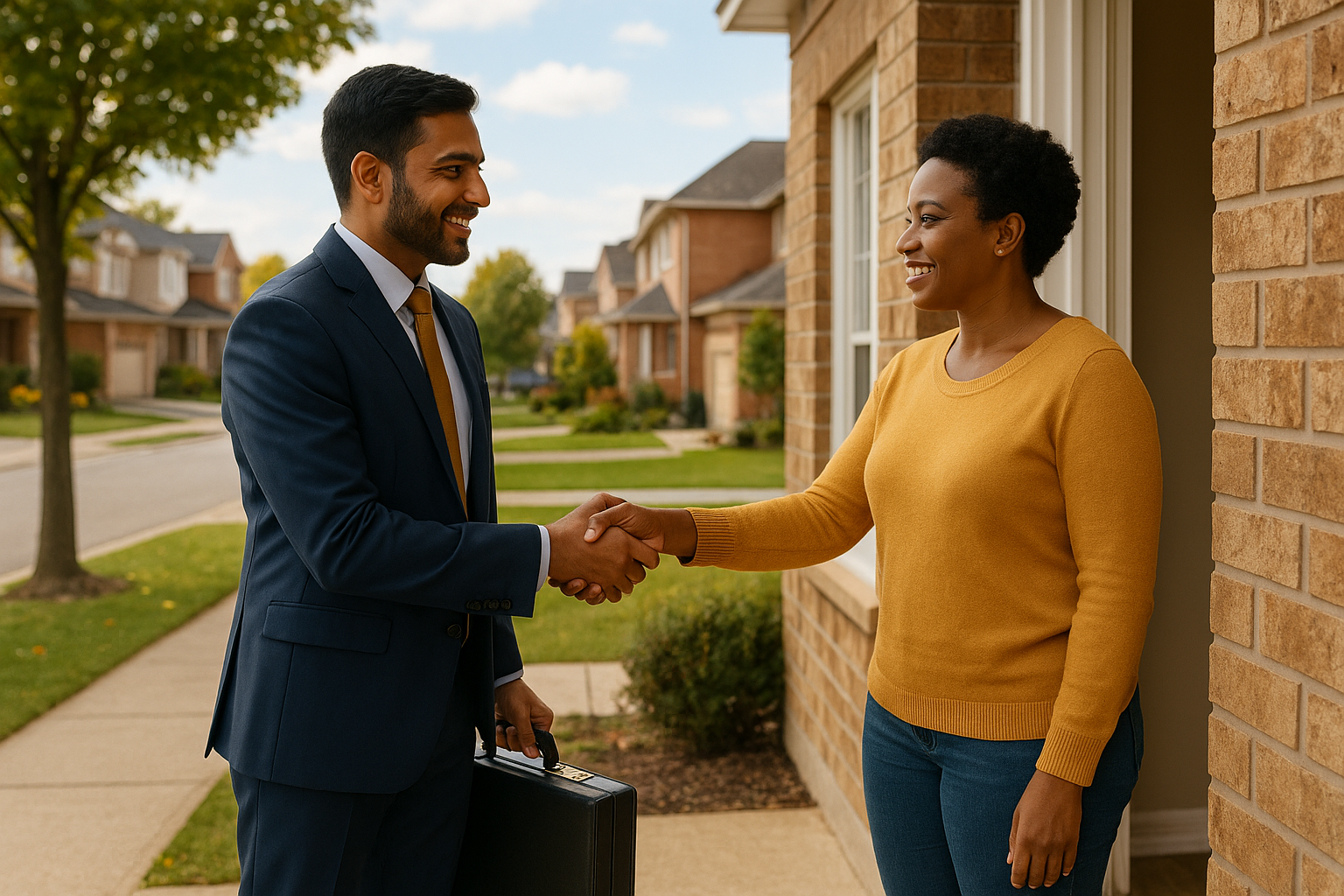 Mobile notary public meeting client at home in Brampton, Ontario